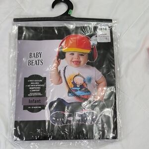 Vibrant Red and Black Baby Beats Hat with Headphones